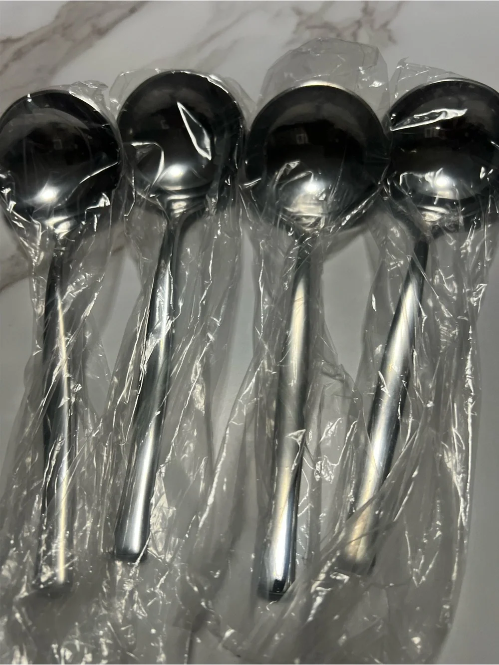 Set of 4 Stainless Steel Soup Spoons - Silver